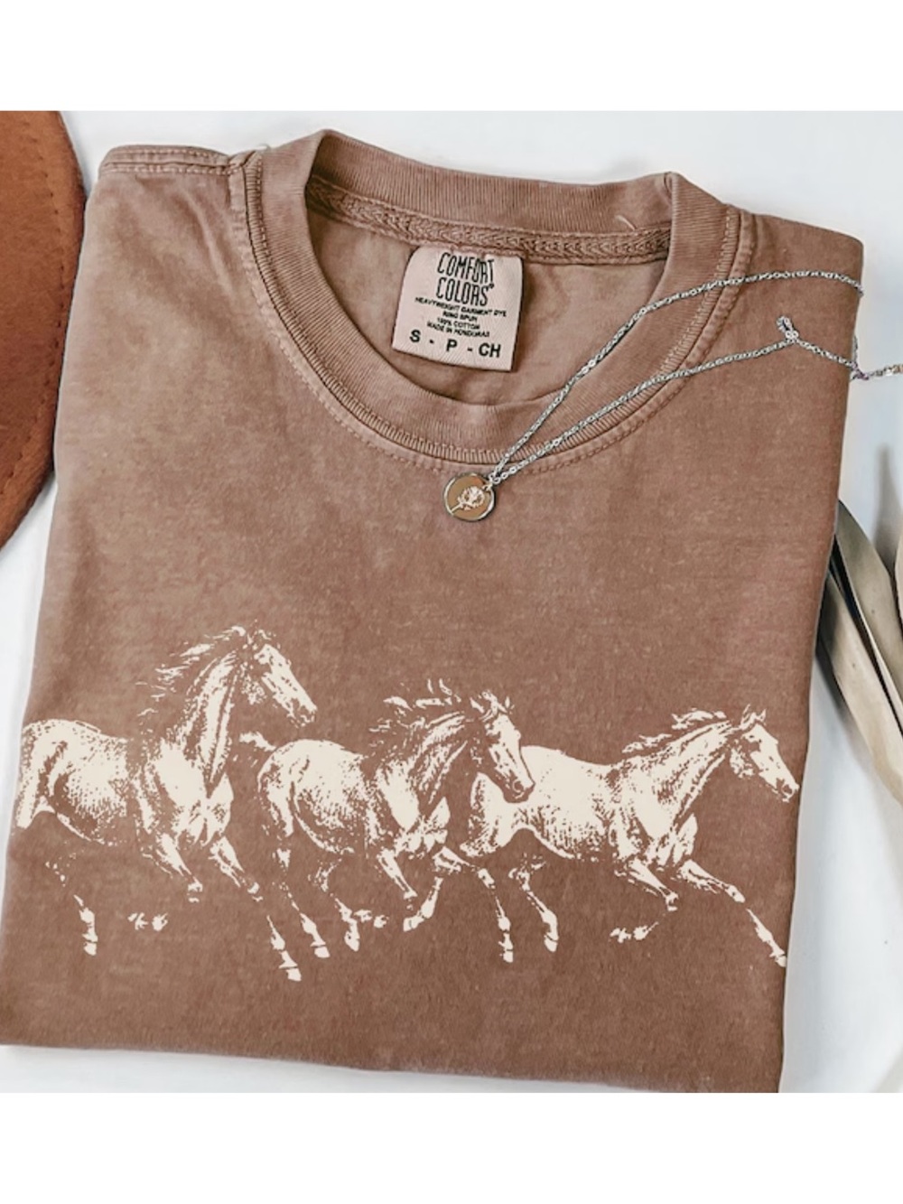 Comfort Colors Espresso Tee with White Galloping Horse Graphic